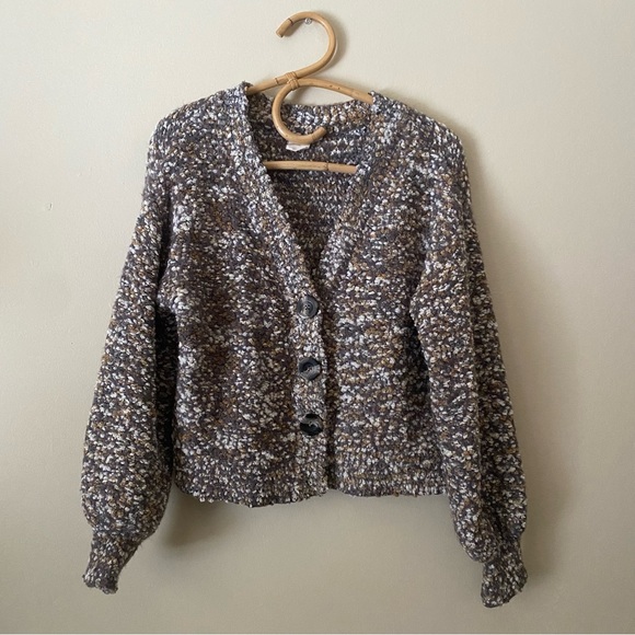 Adyson Parker Sweaters - Adyson Parker Brown Cream Knit Button Up Cardigan